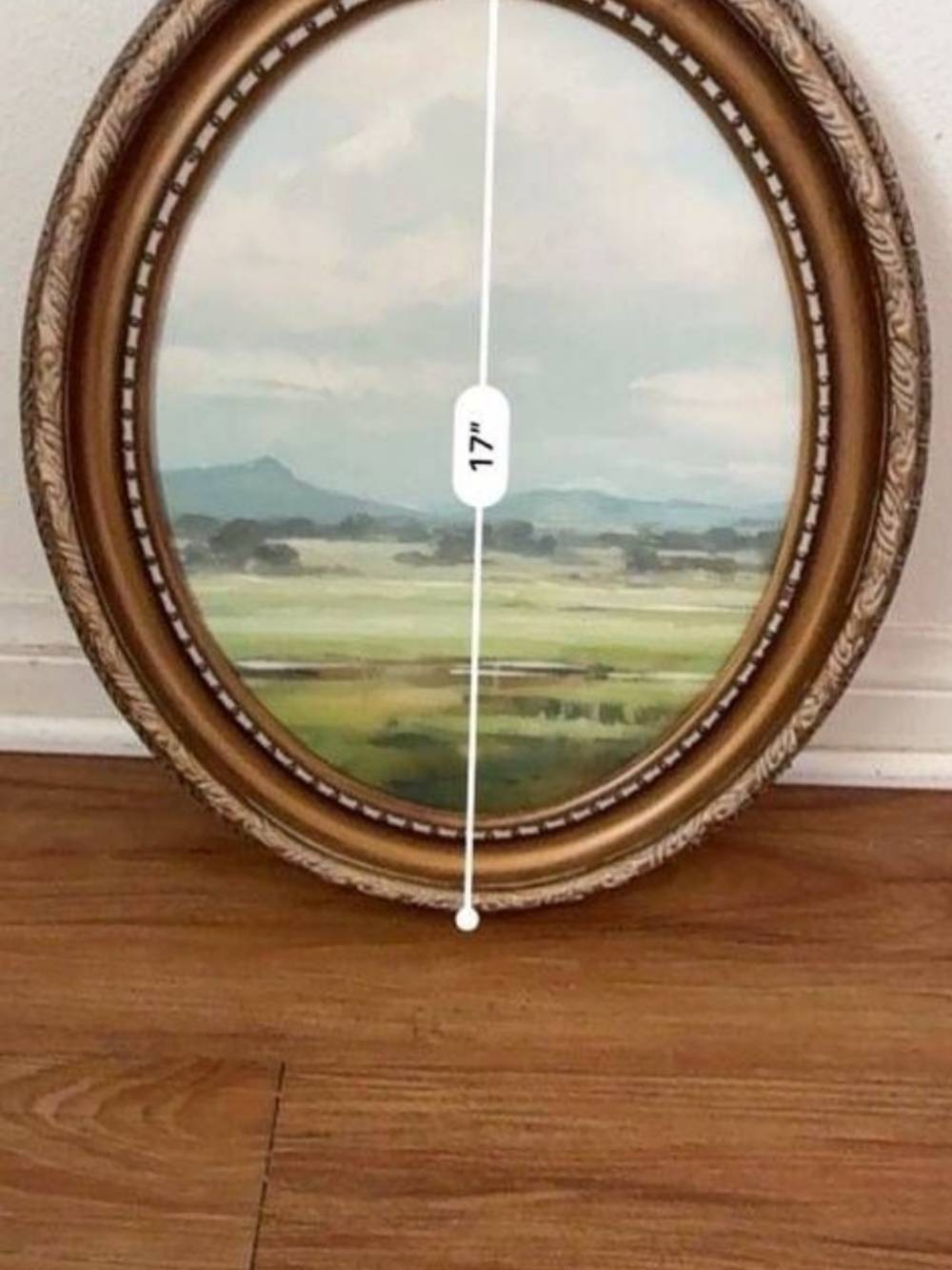 Oval Gold Framed Landscape Painting - Warm Tones - Picture 2 of 3